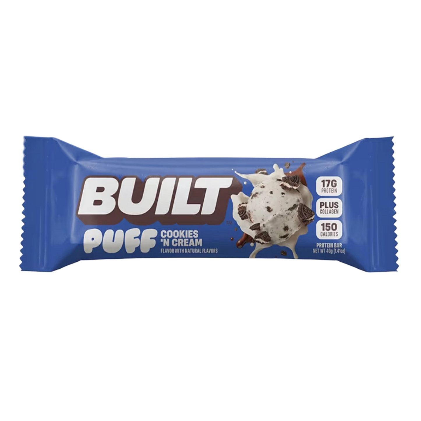built cookies n cream puff protein bar