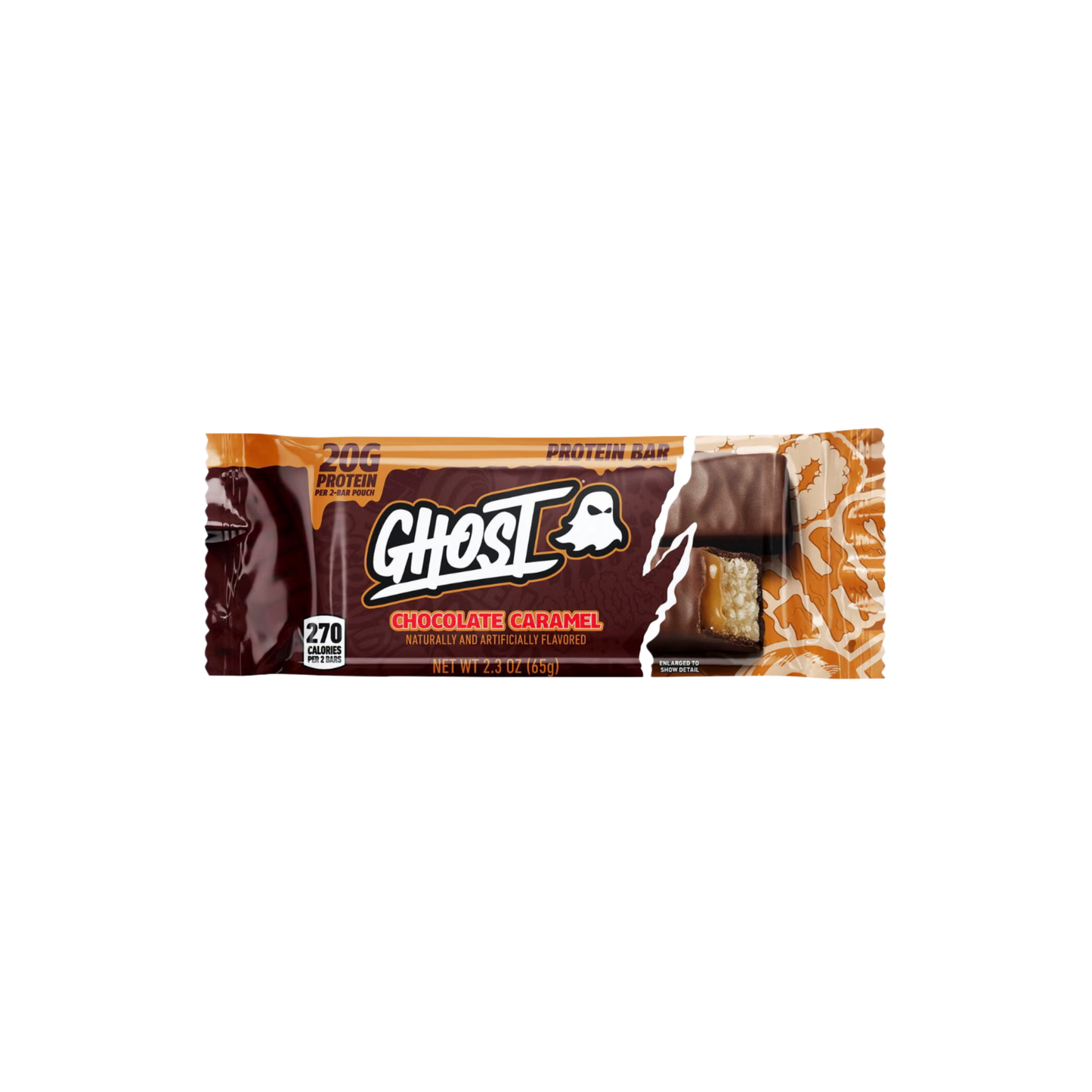 ghost chocolate caramel protein bar