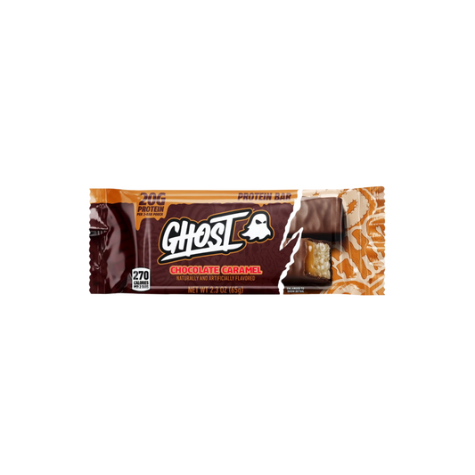 ghost chocolate caramel protein bar