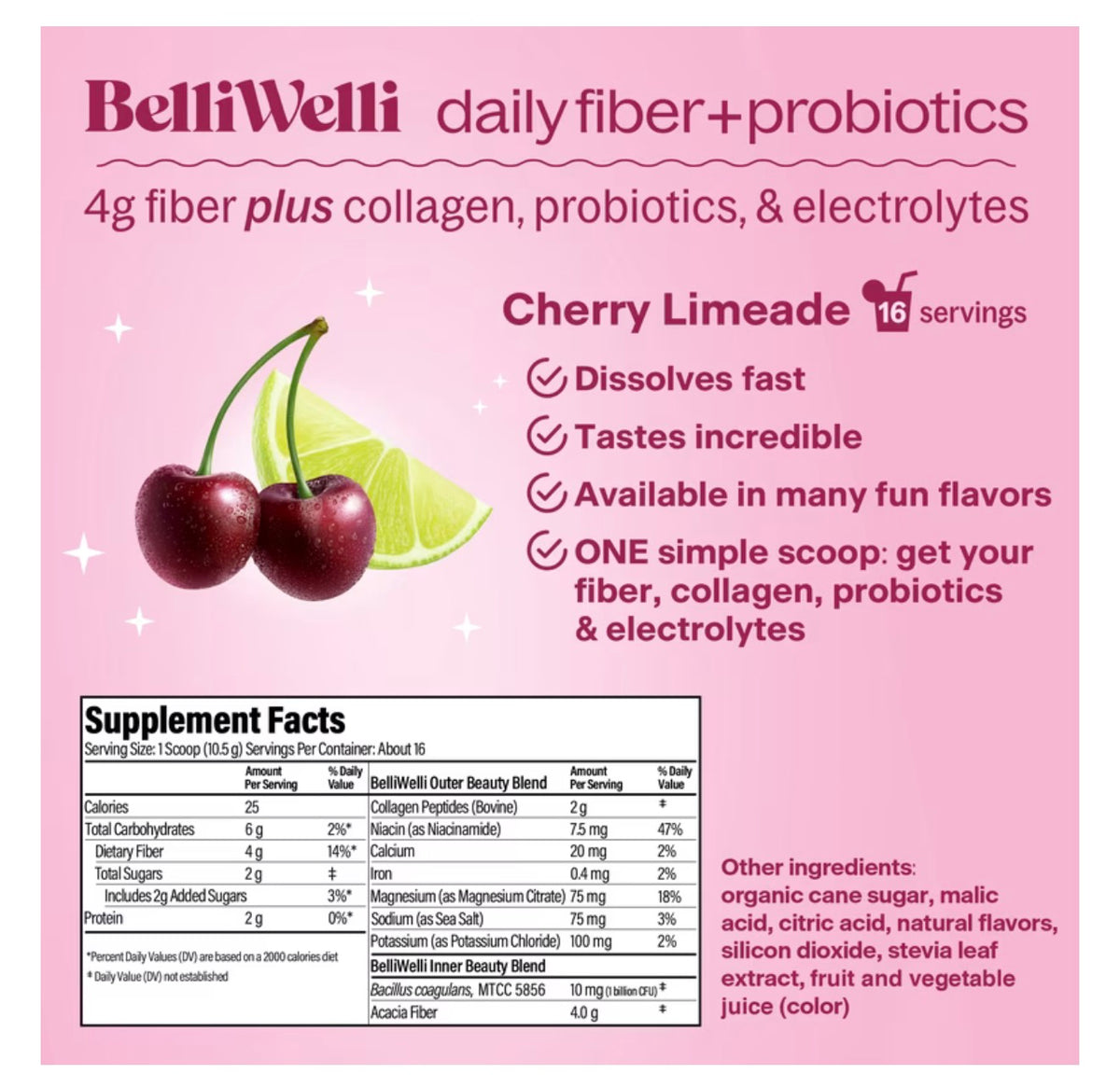 BelliWelli daily fiber cherry limeade